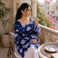 Women’s Floral Printed Kurti with Flared Sleeves