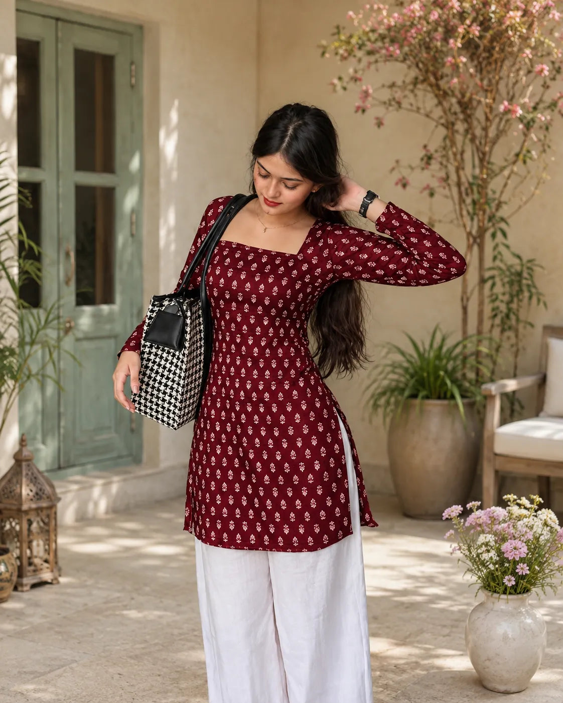 Printed Square Neck Tunic