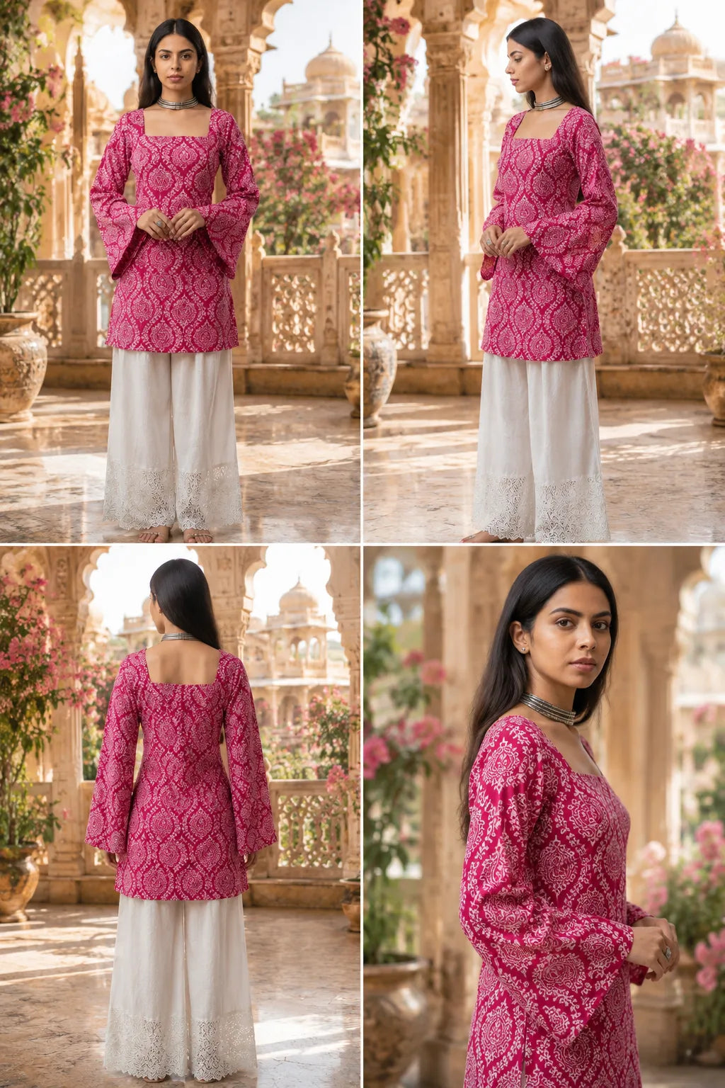 Printed Square Neck Flare Sleeve Kurti