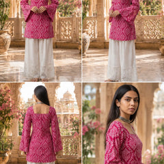 Printed Square Neck Flare Sleeve Kurti