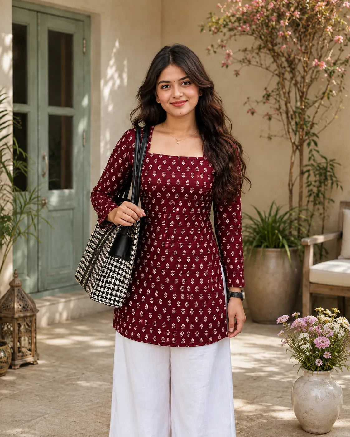 Printed Square Neck Tunic