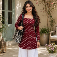 Printed Square Neck Tunic