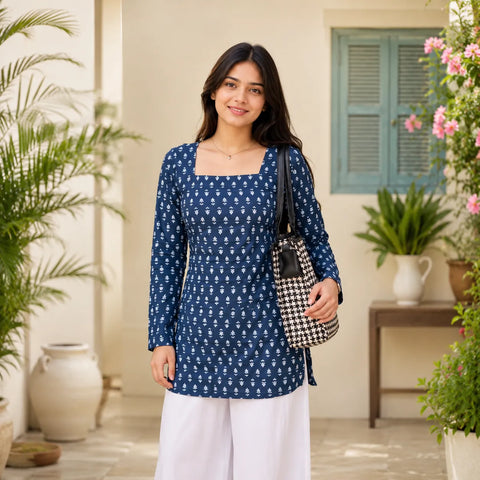 Printed Square Neck Tunic