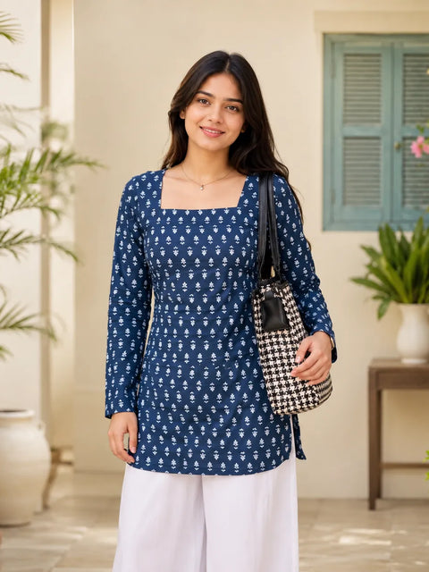 Printed Square Neck Tunic