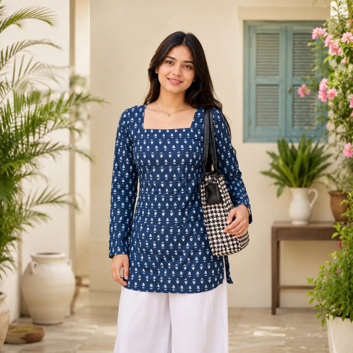 Printed Square Neck Tunic