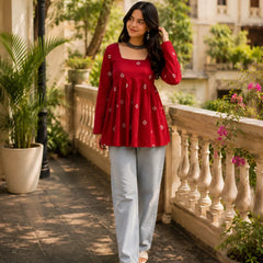 Red Printed Cotton Tunic