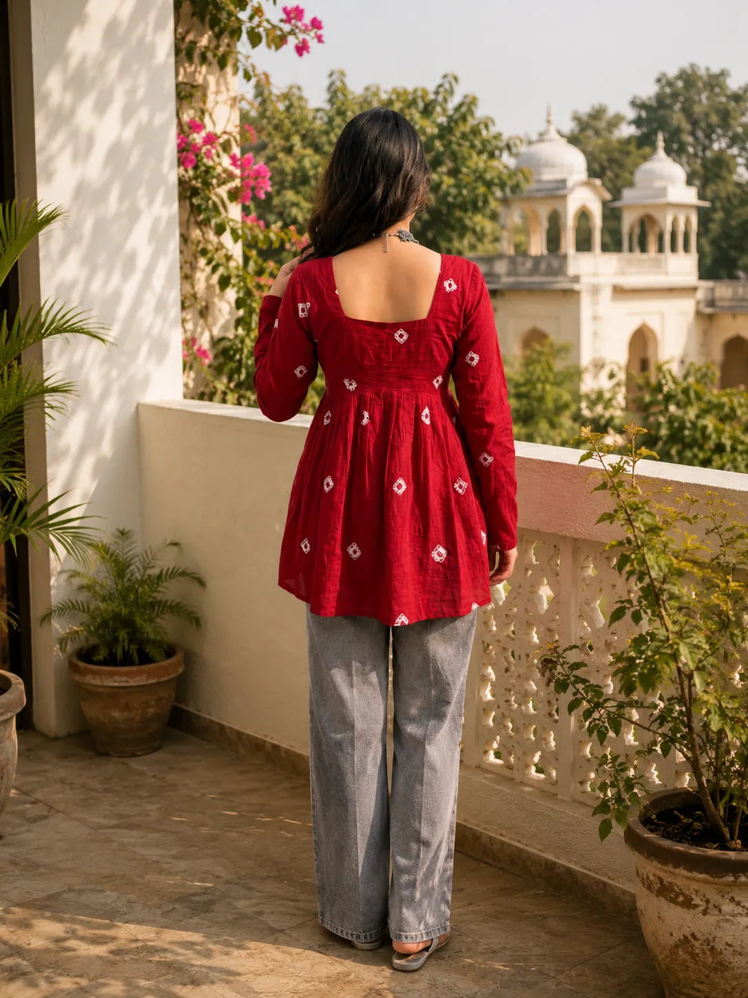 Red Printed Cotton Tunic