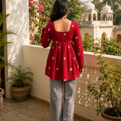 Red Printed Cotton Tunic