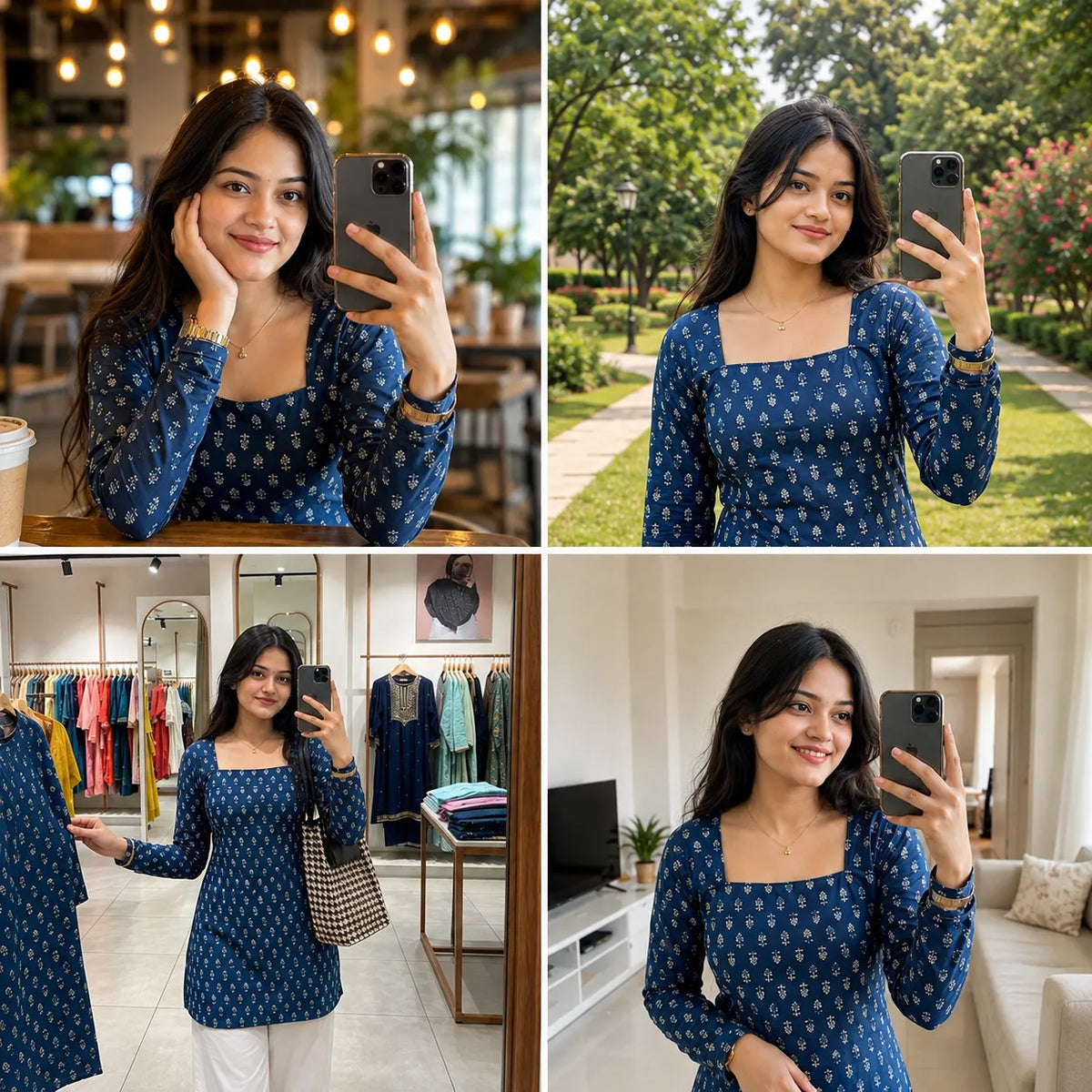 Printed Square Neck Tunic
