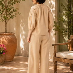 Women’s Beige Floral Embroidered Kurta Pant Set