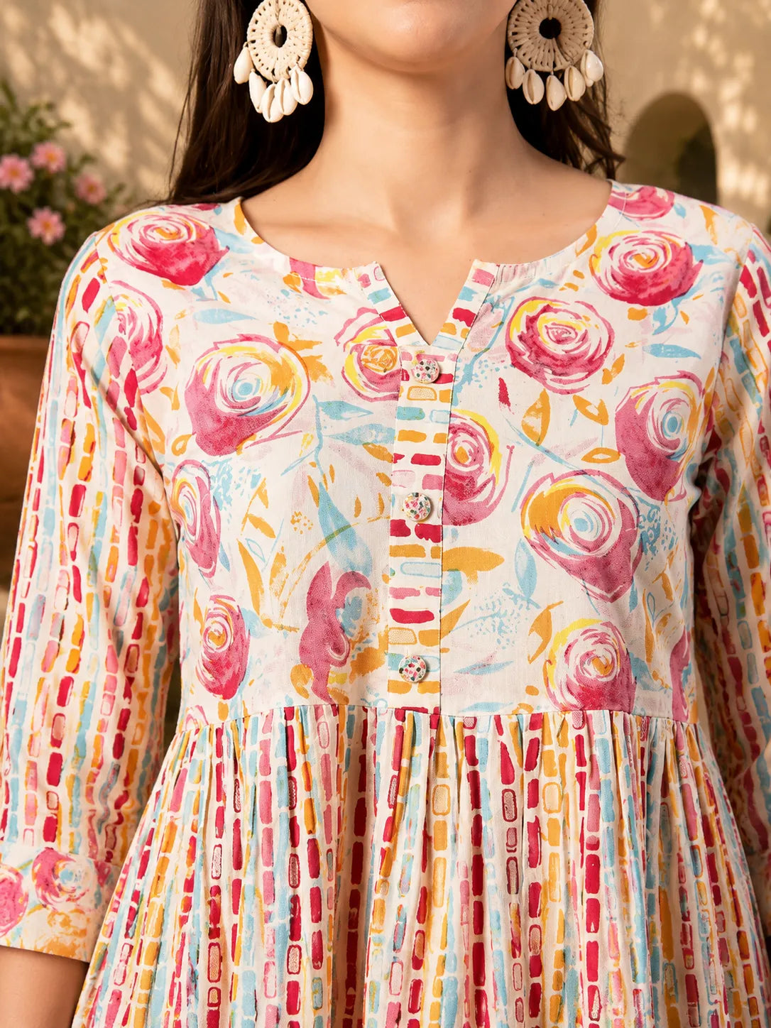 Women's White Floral Printed Peplum Top