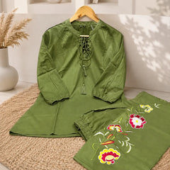 Women’s Beige Floral Embroidered Kurta Pant Set