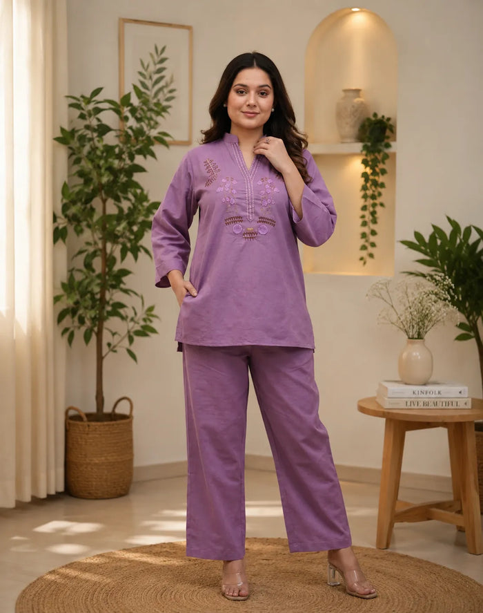 Women’s Embroidered Cotton Co-Ord Set