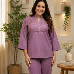 Women’s Embroidered Cotton Co-Ord Set