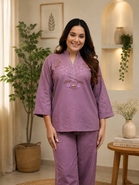Women’s Embroidered Cotton Co-Ord Set