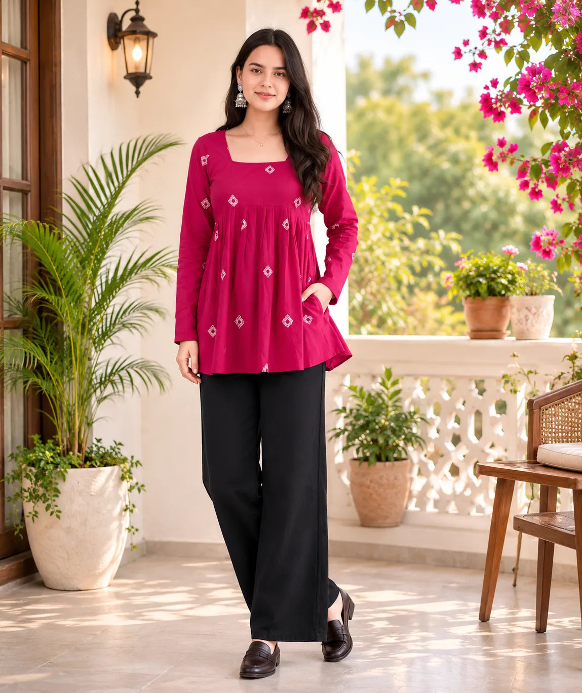 Red Printed Cotton Tunic
