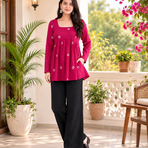 Red Printed Cotton Tunic