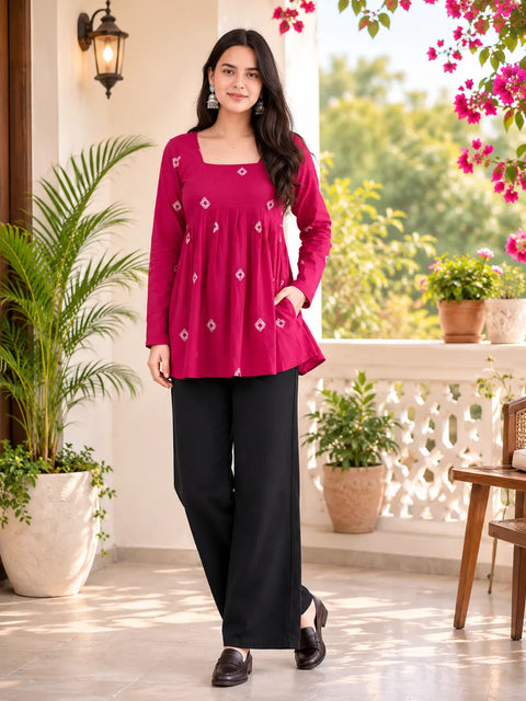 Red Printed Cotton Tunic