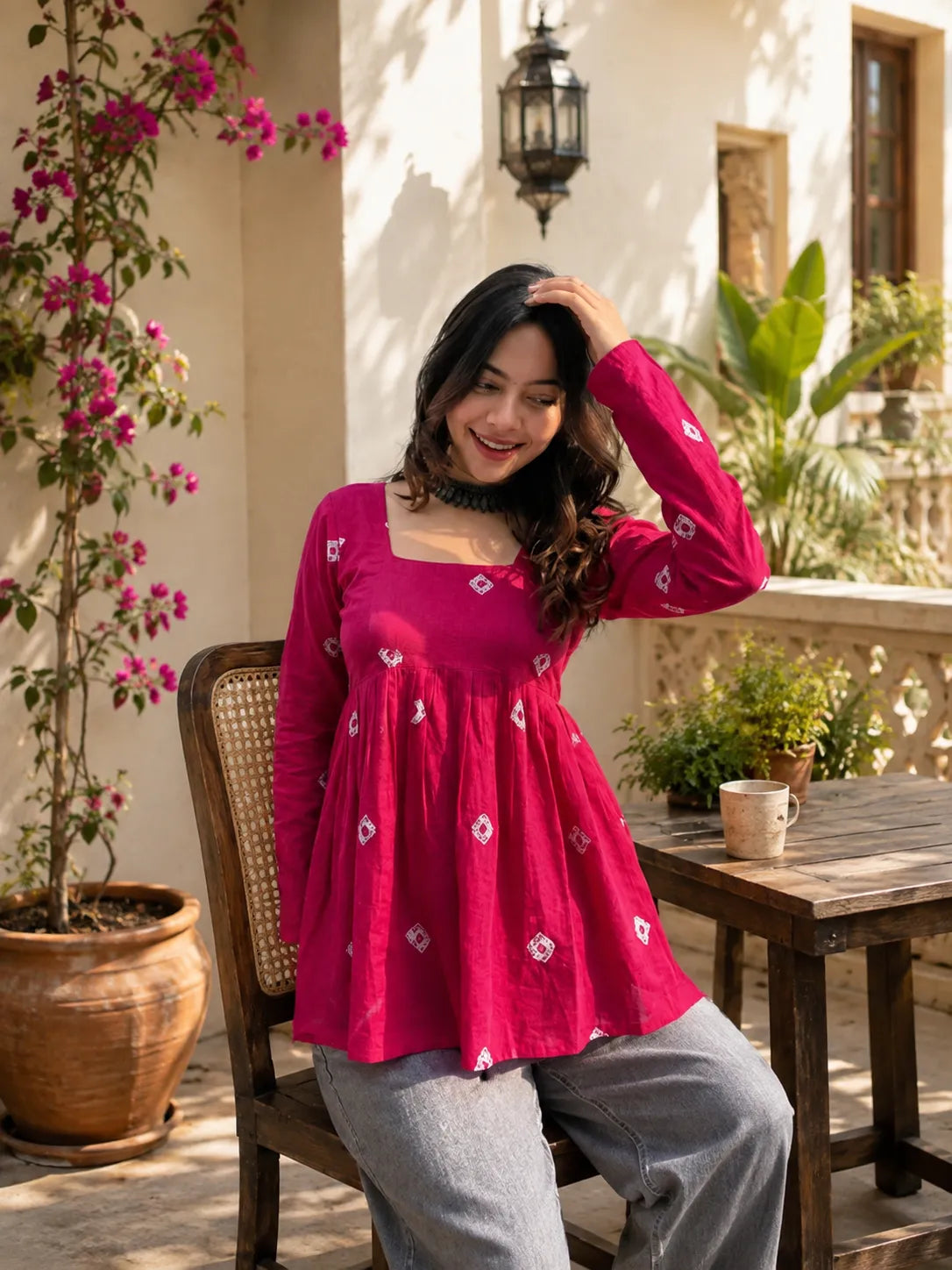 Red Printed Cotton Tunic