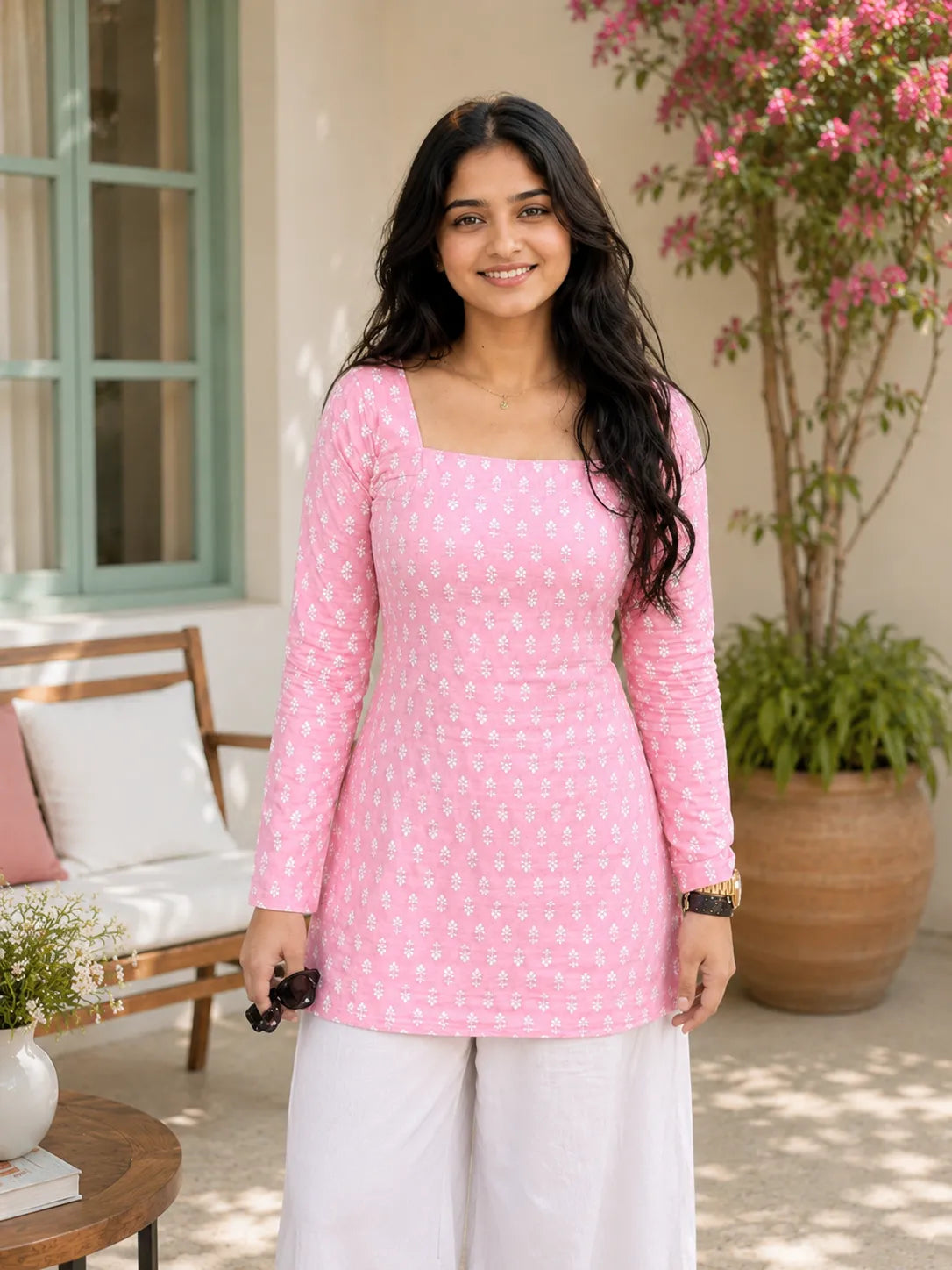 Printed Square Neck Tunic