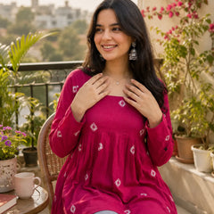 Red Printed Cotton Tunic