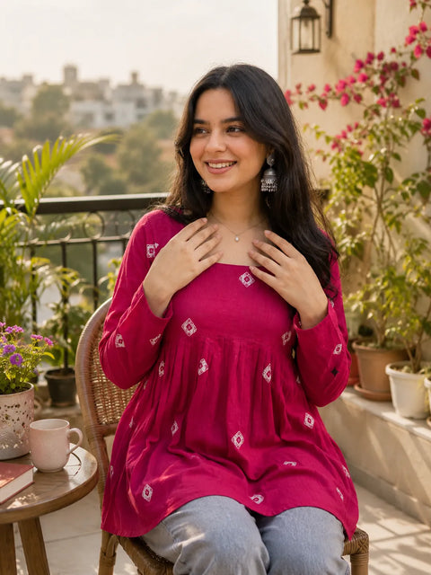 Red Printed Cotton Tunic