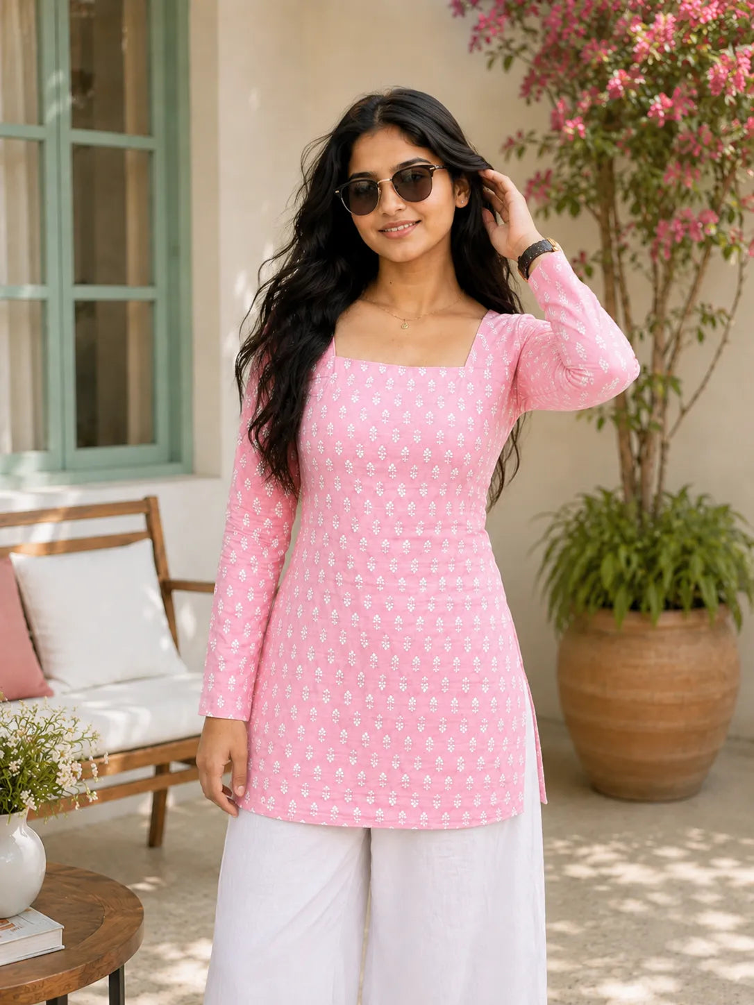 Printed Square Neck Tunic