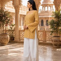 Printed Square Neck Flare Sleeve Kurti